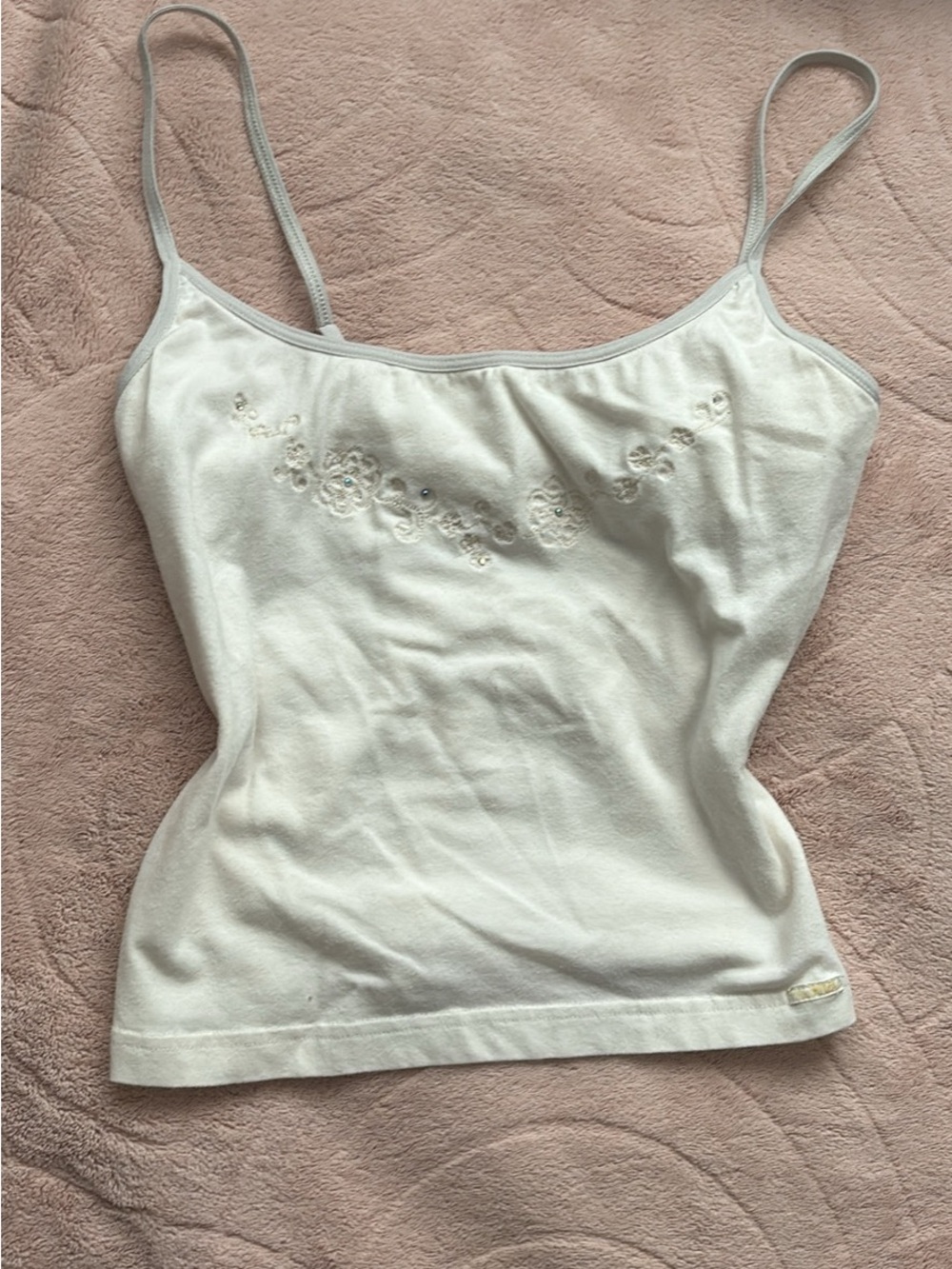 90s 95% Cotton LaSenza Tank Top- SIZE M - Embroidered Spaghetti Strap
